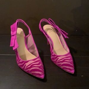Hot Pink zebra heels with bows 027
